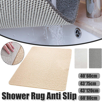 Waterproof Non-Slip Bathroom Shower Mat Anti-Slip Rug Toilet Floor Mat Washable - White-43*120cm