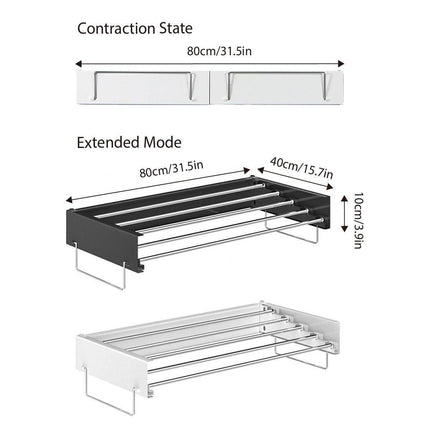 Foldable Wall Hanging Clothes Drying Rack Invisible Balcony Towel Laundry Rack - White