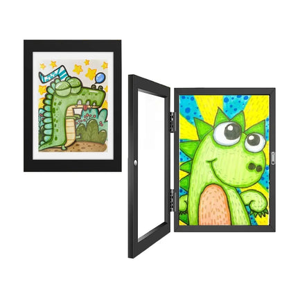 Art Display Frames Set Wooden Artwork Holder 2PCS Drawing Storage
