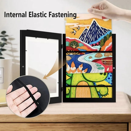 Art Display Frames Set Wooden Artwork Holder 2PCS Drawing Storage