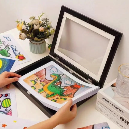 Art Display Frames Set Wooden Artwork Holder 2PCS Drawing Storage