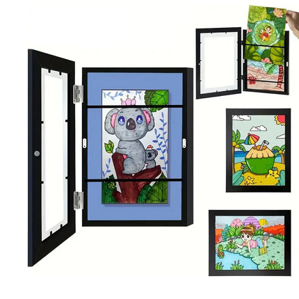 Art Display Frames Set Wooden Artwork Holder 2PCS Drawing Storage