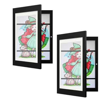 Art Display Frames Set Wooden Artwork Holder 2PCS Drawing Storage