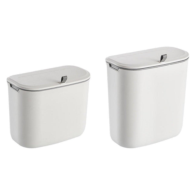 Wall Mounted Hanging Wastebasket with Sliding Lid for Kitchen and Bathroom Use - 7L