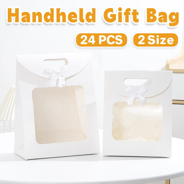 24PCS Bow Flap Tote Bag Reusable Shopping Carry Bag Gift Party Packaging Bag - 26x19x9cm