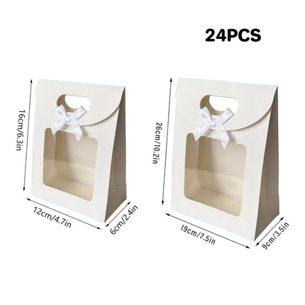 24PCS Bow Flap Tote Bag Reusable Shopping Carry Bag Gift Party Packaging Bag - 26x19x9cm