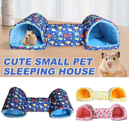 Small Pet Hamster Nest House Cotton Tunnel Comfortable Bedding for Hamsters - Pink