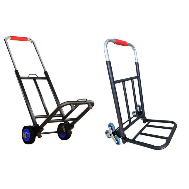 Folding Hand Trolley Heavy Duty Solid Wheel or Stair Climber Tri Wheel for Moving - Flat Ground