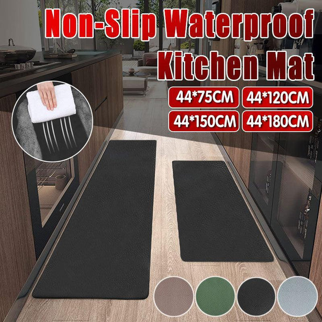 44x75cm Non-Slip Waterproof Kitchen Door Mat Floor Rug Carpet Anti-Oil Easy Clean - Grey