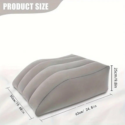 Inflatable PVC Leg Pillow Wedge Triangle Foot Cushion Flocking - Grey