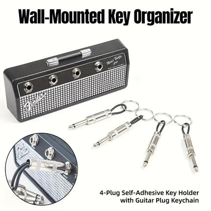 Guitar Shaped Wall Mounted Key Holder Decorative Storage Rack Home Organiser