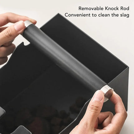 Coffee Knock Box with Powder Press Holder PTFE-Coated Metal Black
