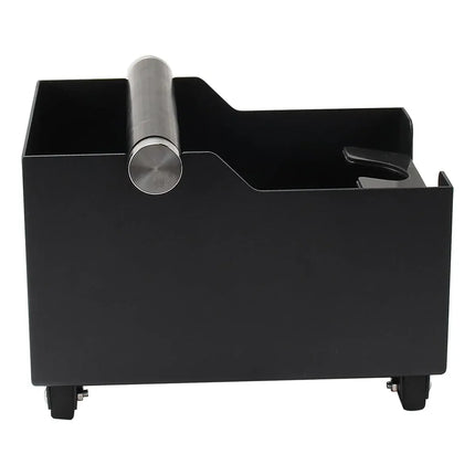 Coffee Knock Box with Powder Press Holder PTFE-Coated Metal Black