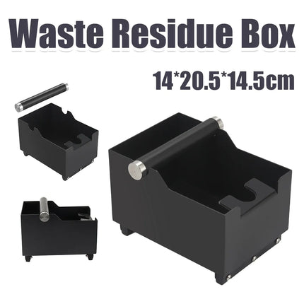 Coffee Knock Box with Powder Press Holder PTFE-Coated Metal Black