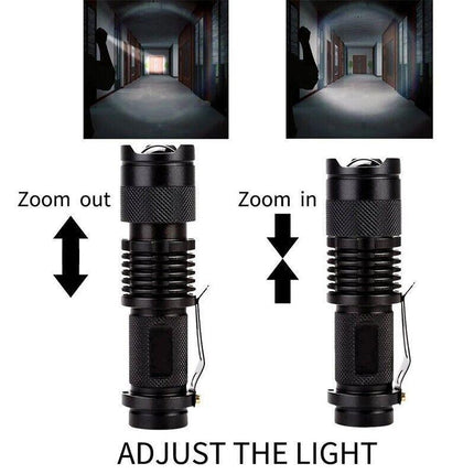 5/10x Mini Q5 LED Flashlight Torch Adjustable Focus Zoom Light Lamp 1200LM - 5PCS