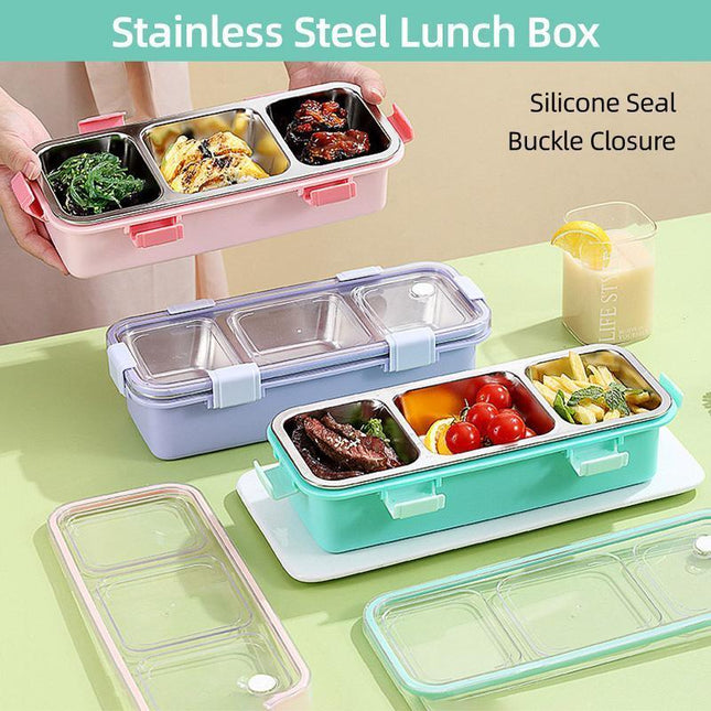 Stainless Steel Lunch Box Compartment Bento Box Food Container for Meal Prep Use - Green