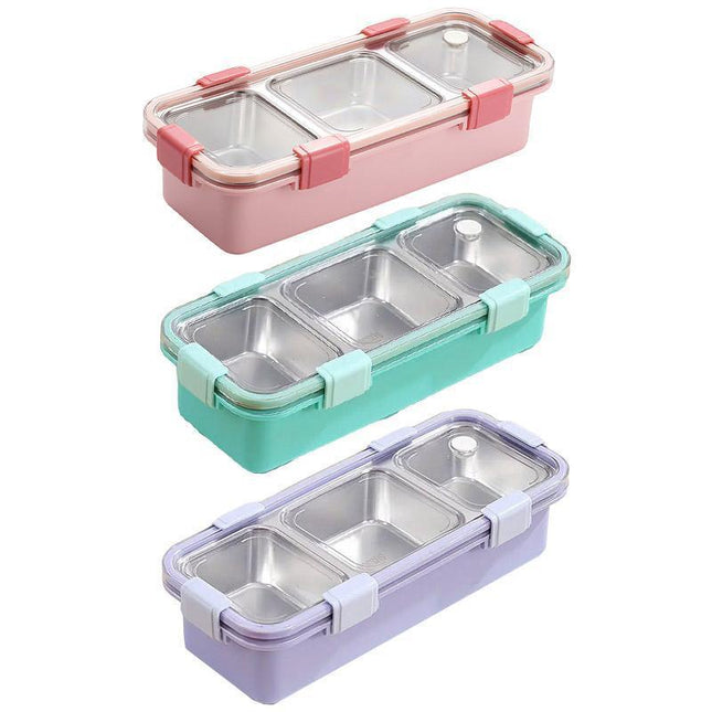 Stainless Steel Lunch Box Compartment Bento Box Food Container for Meal Prep Use - Green