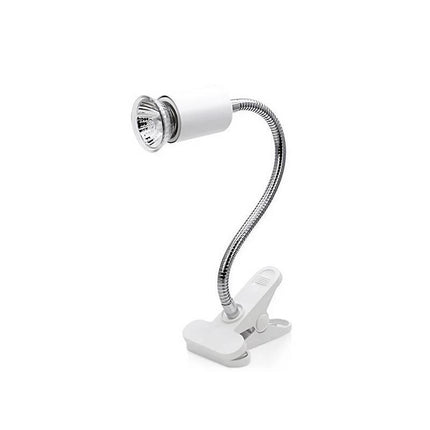 E27 Reptile Heat Lamp UVA UVB Turtle Lizard Heating Light with Clip - 50W Bulb + White Holder