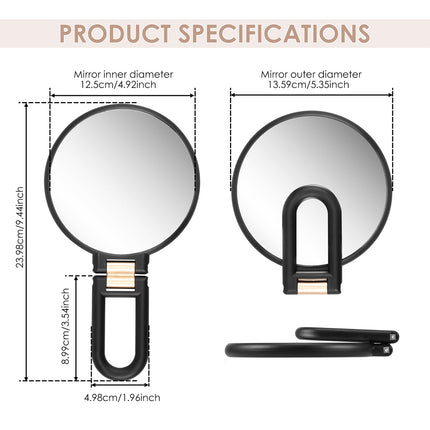Makeup Mirror Handheld Magnifying Mirror 30X Portable Mirror Compact Travel Tool - Black