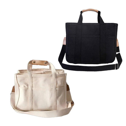 Stylish Multifunctional Mummy Bag Canvas Shoulder Crossbody Handheld Tote Bag - Beige