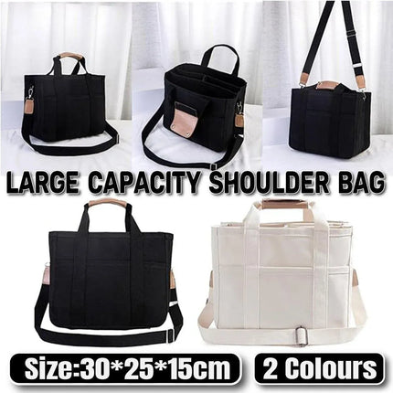 Stylish Multifunctional Mummy Bag Canvas Shoulder Crossbody Handheld Tote Bag - Beige