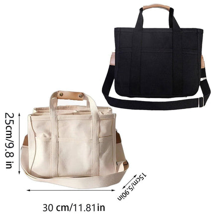 Stylish Multifunctional Mummy Bag Canvas Shoulder Crossbody Handheld Tote Bag - Black