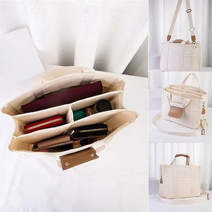 Stylish Multifunctional Mummy Bag Canvas Shoulder Crossbody Handheld Tote Bag - Black