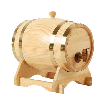 5L Wooden Wine Barrel Whiskey Rum Beer Spirits Storage Brewing Cask Vintage - Red