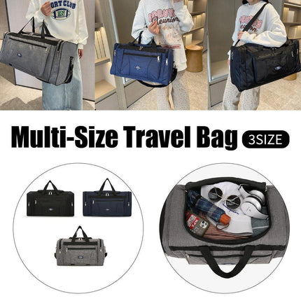 Large Capacity Waterproof Travel Luggage Bag Lightweight Foldable Handbag - Medium-Grey