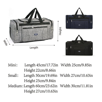 Large Capacity Waterproof Travel Luggage Bag Lightweight Foldable Handbag - Medium-Grey