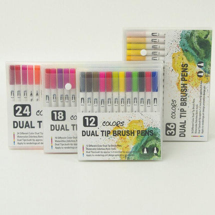 12-120 Watercolor Brush Pen Set Artist Sketch Marker - White-36 Colours