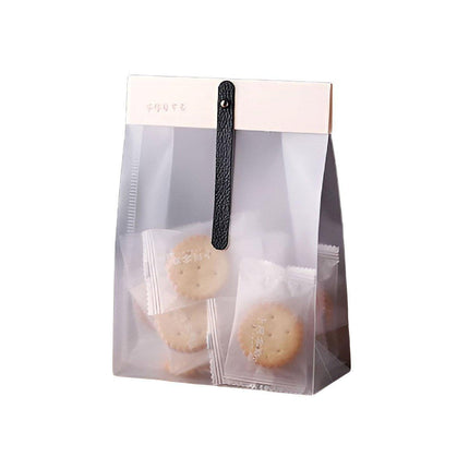 50pcs Transparent Snack Bags Biscuit Candy Bags Resealable Food Packaging - Pink