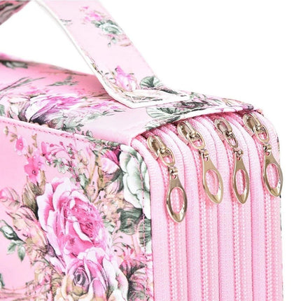 200 Slots Large Capacity Pencil Case Rose Foundation Student Stationery Bag