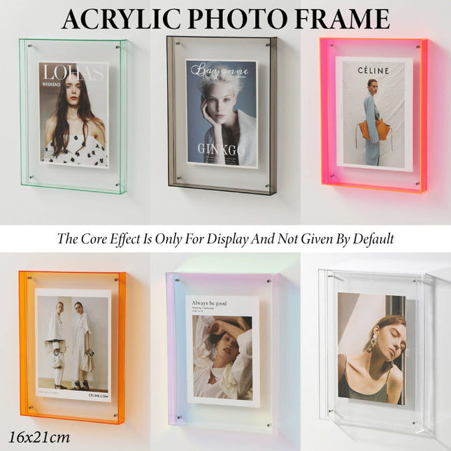 Acrylic Photo Frame Double-Sided Clear Display with Screw Mount – 16x21cm - Orange