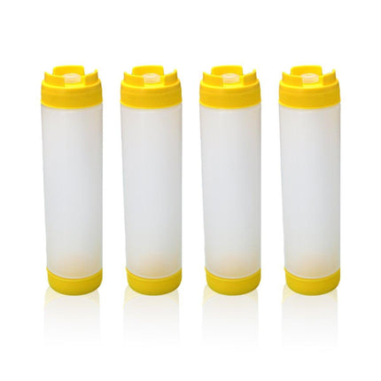 16oz Plastic Sauce Dispenser Bottles Large Capacity Double-ended Squeeze Bottles - Red