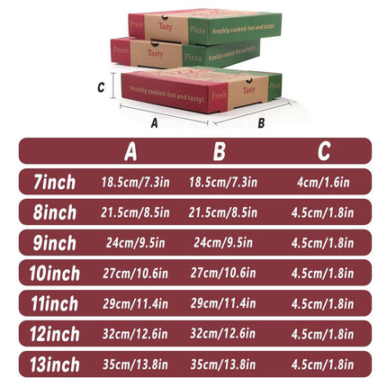 50pcs Pizza Packing Boxes Folding Box Durable Food Storage Containers Colourful - 11inch