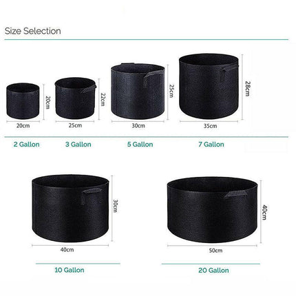 10 Pack Breathable Fabric Plant Grow Pots 2 to 20 Gallon Sizes - 10 Gallon-10PCS