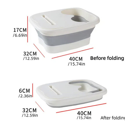 Foldable Foot Tub Portable Large Capacity Foot Basin for Home Bathroom Spa and Travel - White