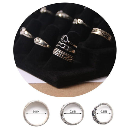 Three Layer Flocking Jewelry Display Stand 18 Finger Ring Organizer Holder