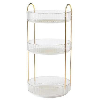 Rotating Cosmetic Organiser Home Storage Shelf Box for Makeup and Beauty Product - White