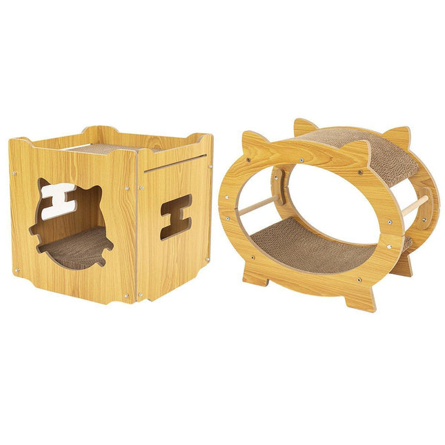 Durable Cat Scratcher Lounge Corrugated Scratching Wood Board - Square