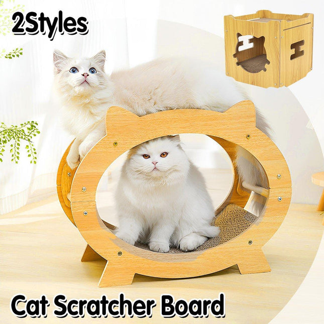 Durable Cat Scratcher Lounge Corrugated Scratching Wood Board - Oval