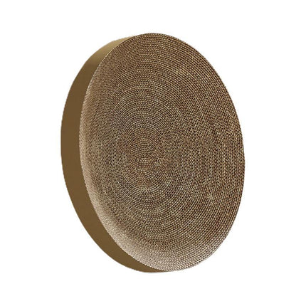 Cat Scratcher Lounge Bed Toy 40cm Round Foldable Cardboard Pad with Ball Track - White
