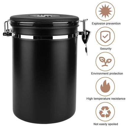 Coffee Powder Sealed Jar Airtight Storage Container for Kitchen Tea Sugar Beans - Silvery-1500ml