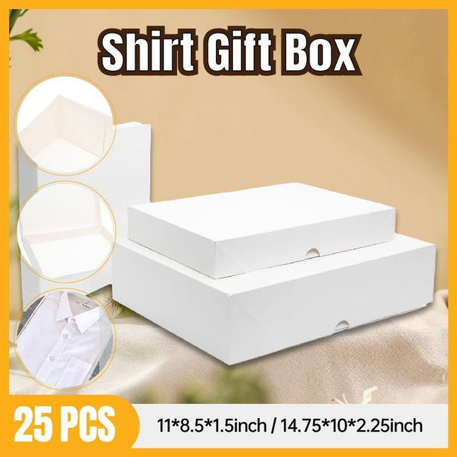 Premium Shirt Packaging Boxes 350g White Cardboard 2Sizes Easy Storage Flat Pack - 25pcs-11*8.5*1.5inch