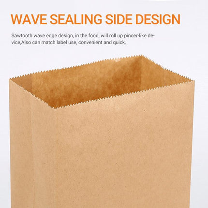 500PCS Disposable Greaseproof Brown Paper Bags Bread Snacks Eco-Friendly