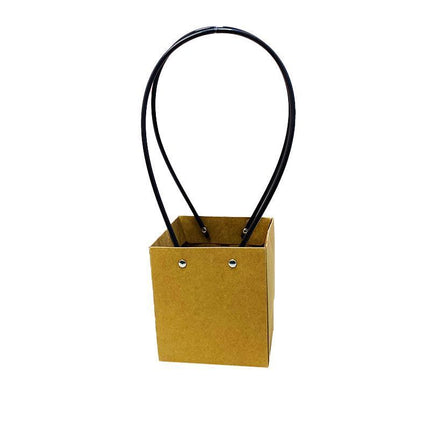 25x Kraft Paper Bag Flowers Waterproof Bouquet Basket Gift Box With Handle - 25PCS-Sq Big