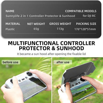 2 in 1 Screen Protector Sun Hood Cover for DJI RC Mini 3 Pro Mavic Air 2S