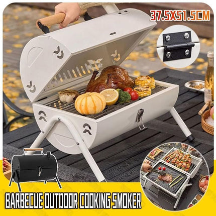 Grillz Charcoal BBQ Portable Grill Camping Barbecue Outdoor Cooking Smoker - White