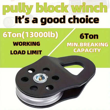 Off Road Recovery Winch Pulley Snatch Block Tackle Tow Hook Accessory Heavy Duty - Red